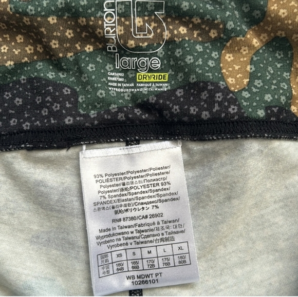 Burton Dry Ride Camouflage Print Base Layer Pants - Picture 8 of 12